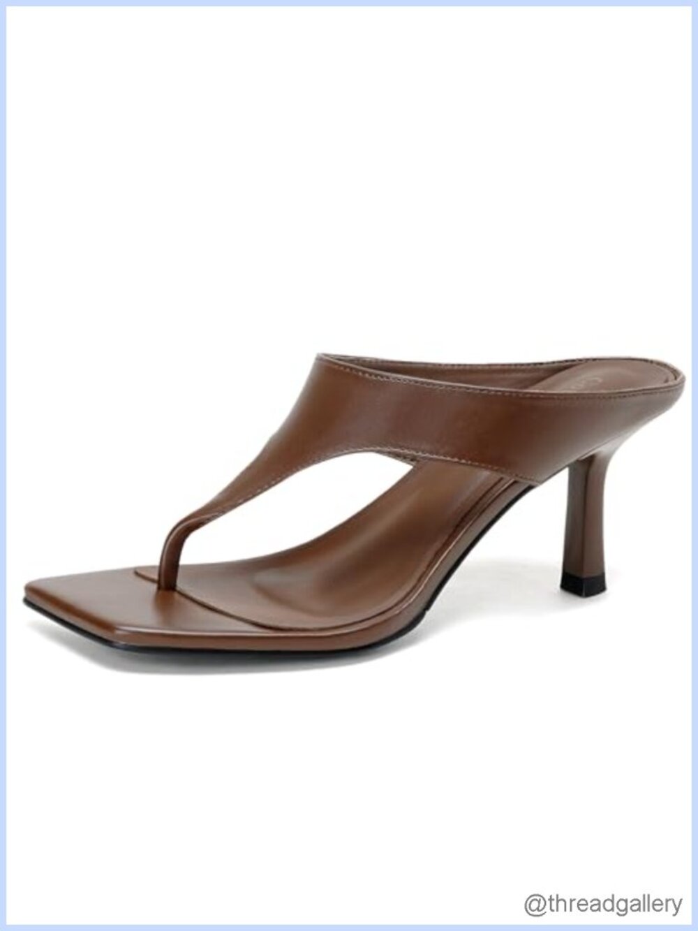 faux leather kitten heel thong sandals square toe slip on